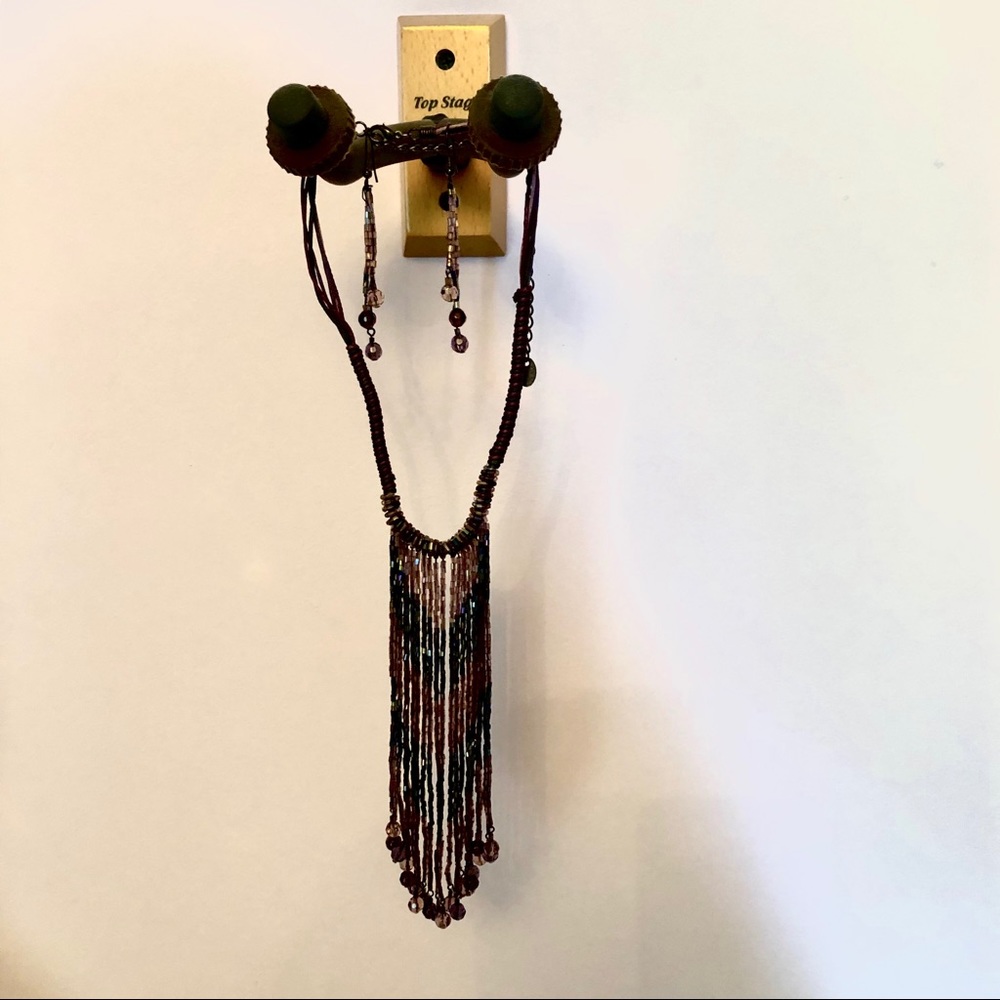 Fringe necklace and earring set